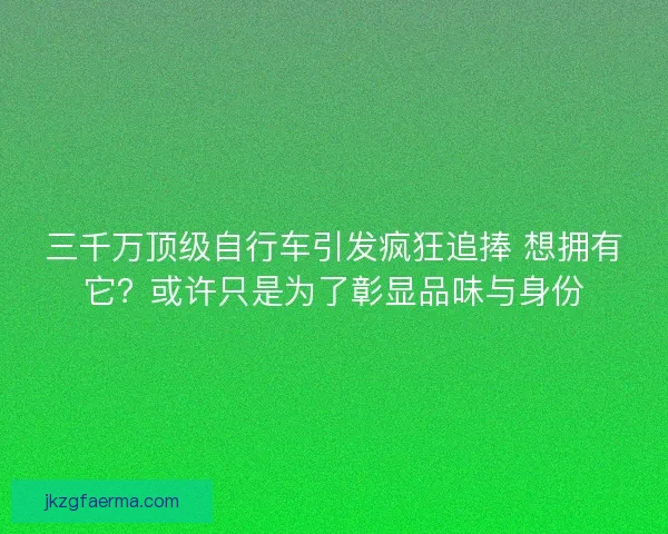 三千万顶级自行车引发疯狂追捧 想拥有它？或许只是为了彰显品味与身份